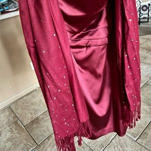 Beautiful red pashmina with sparkle. The dress is sold separately.